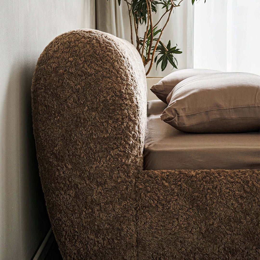 Queen Size Bed - California King Bed with cozy, soft fabric and elegant design, perfect for modern interiors.
