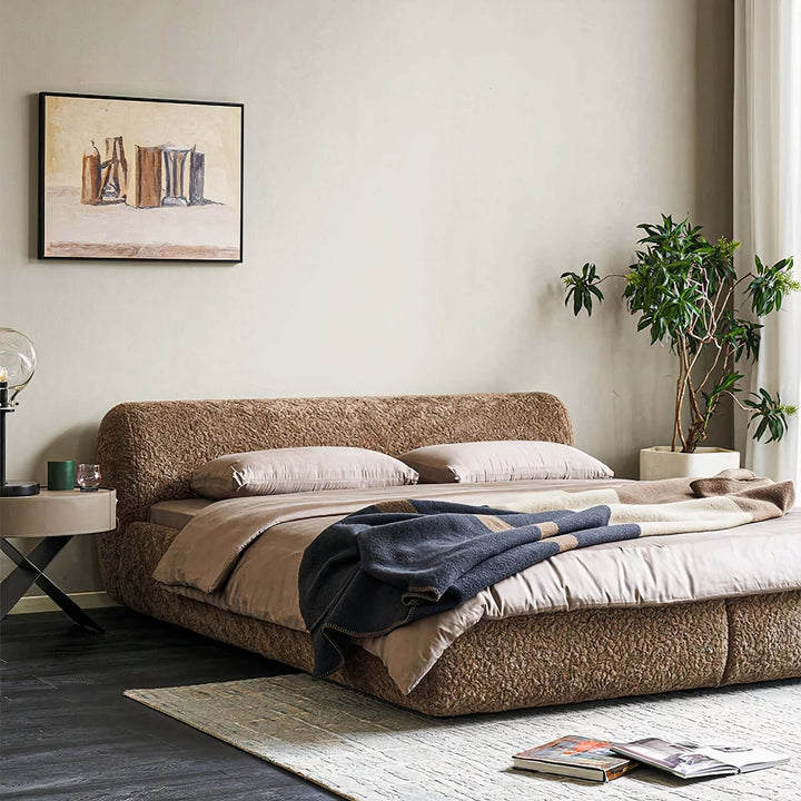 Queen Size Bed - California King Bed in modern, minimalist bedroom with soft fabrics and elegant decor.