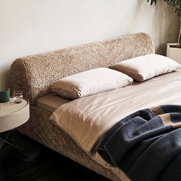 Queen Size Bed - California King Bed with soft pillows and cozy bedding in a modern bedroom setting.