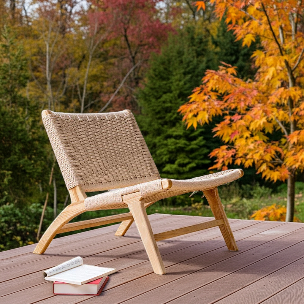 Rattan Lounge Chair | Woven Accent Chair — Mid-Century Living Room