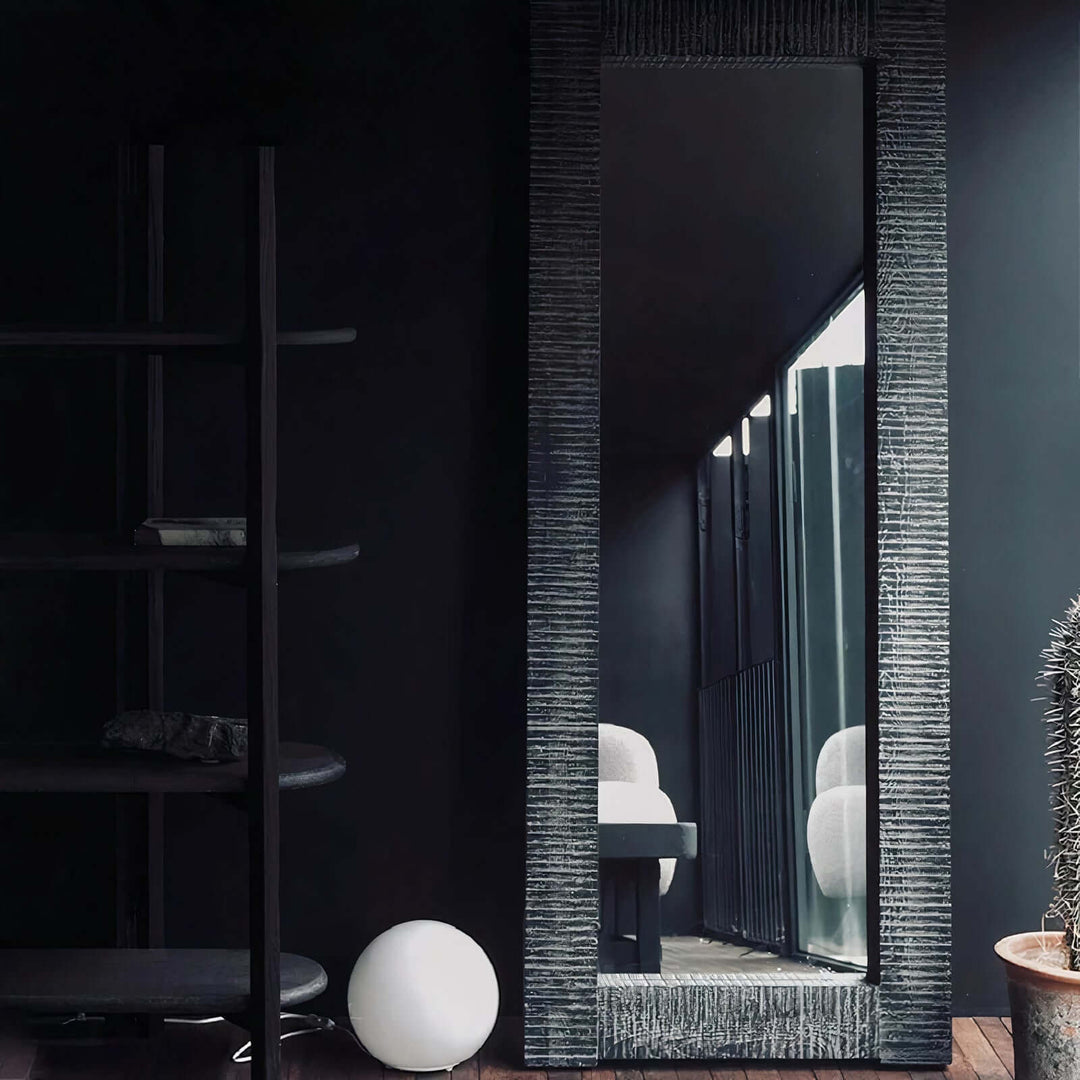 Vanity Mirror - Floor Mirror with textured frame, perfect for bedrooms and modern interiors.