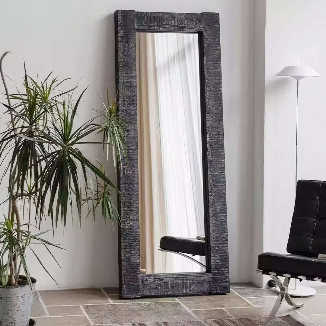 Vanity Mirror - Floor Mirror showcasing a rustic floor-length design, perfect as a bedroom mirror or large wall mirror.