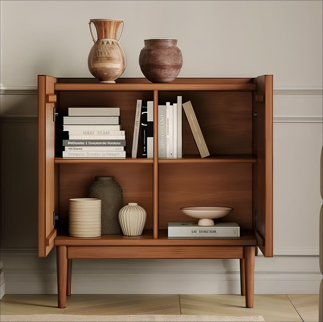 Side Table With Storage - Wood Side Table featuring elegant wood finish and stylish decor accents.