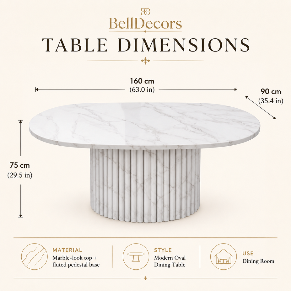 Marble Dining Table | Oval Dining Table — Modern Dining Room