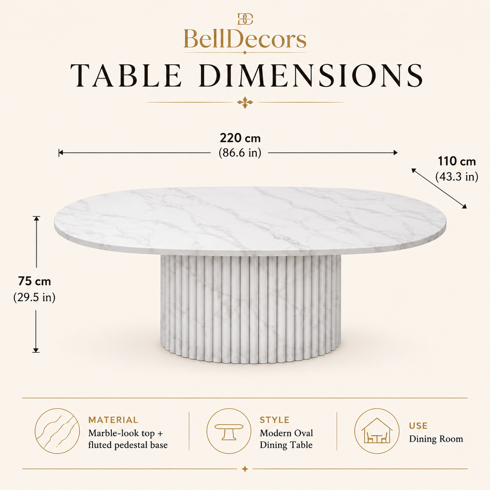 Marble Dining Table | Oval Dining Table — Modern Dining Room