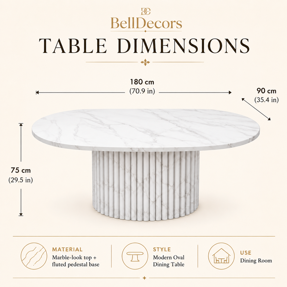 Marble Dining Table | Oval Dining Table — Modern Dining Room