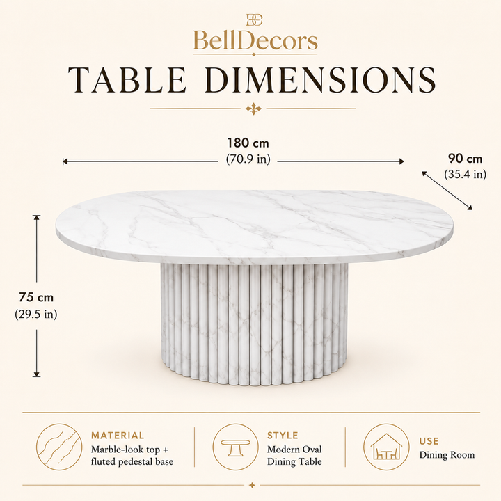 Marble Dining Table | Oval Dining Table — Modern Dining Room