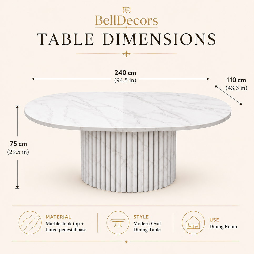 Marble Dining Table | Oval Dining Table — Modern Dining Room