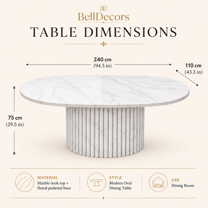 Marble Dining Table | Oval Dining Table — Modern Dining Room