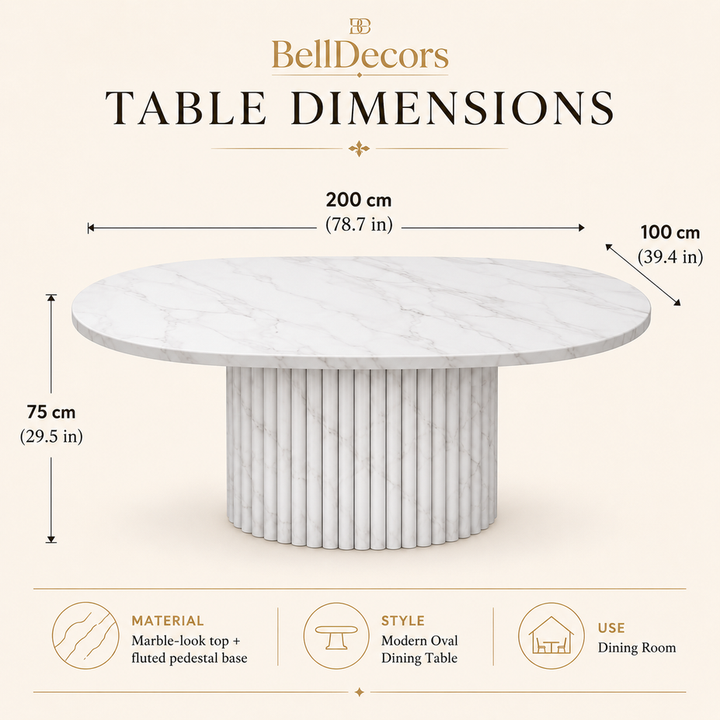 Marble Dining Table | Oval Dining Table — Modern Dining Room