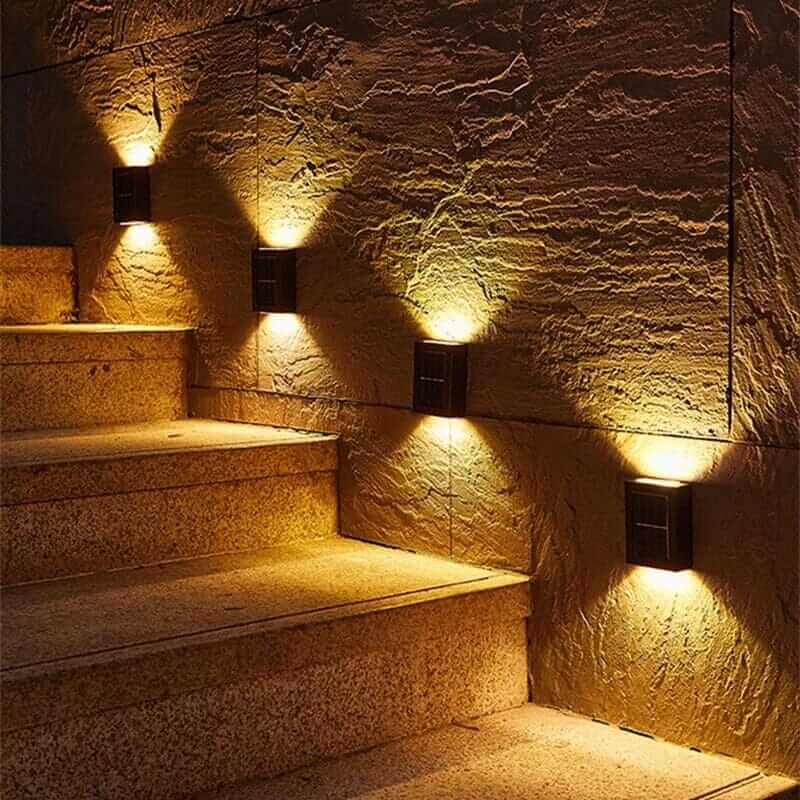 Solar Wall Lights | Outdoor Up Down LED Garden Light — Waterproof Fence