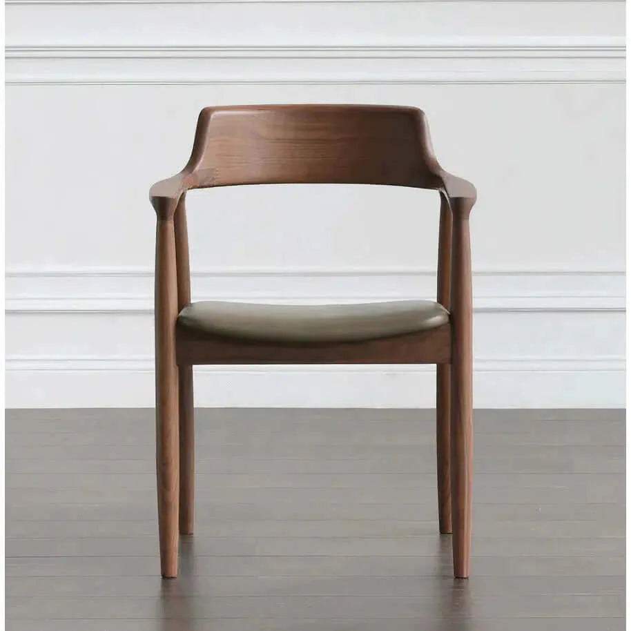Solid Wood Dining Chair - Dining Room Chair with a elegant wood frame and leather seating, perfect for dining or living rooms.