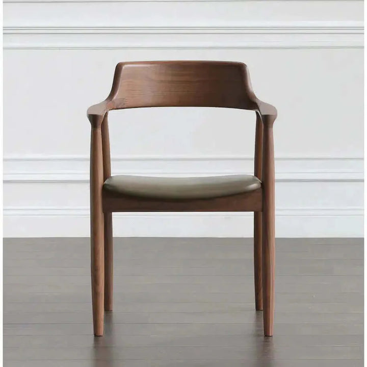 Solid Wood Dining Chair - Dining Room Chair with a elegant wood frame and leather seating, perfect for dining or living rooms.