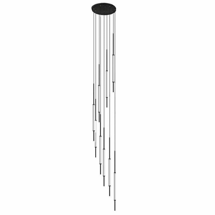 Staircase chandelier featuring elegant hanging light fixtures in a modern design for luxury home decor.