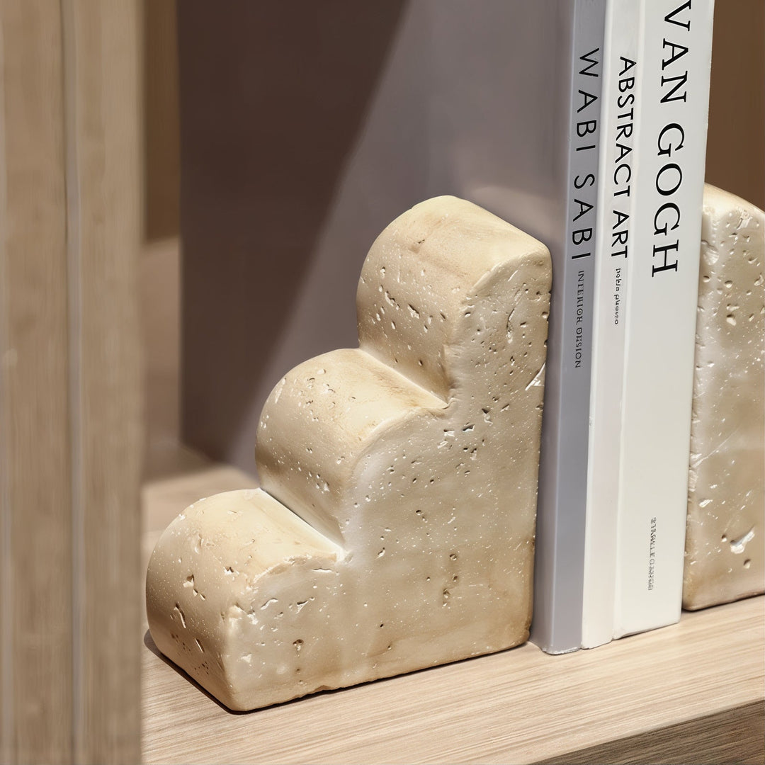 Book Shelf Holder - Book Holder For Desk featuring a smooth cement design, perfect for organizing books on a shelf.