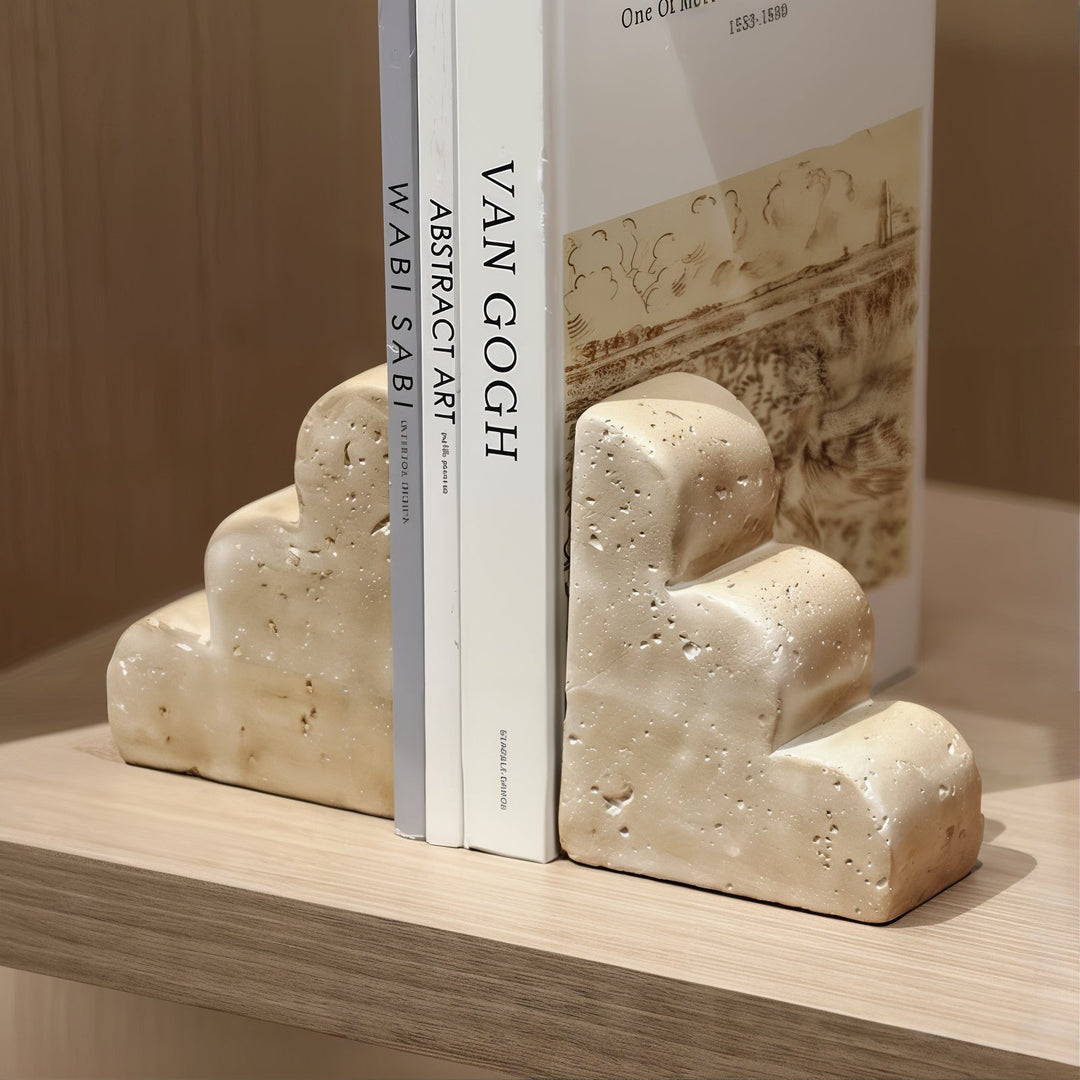 Book Shelf Holder - Book Holder For Desk supporting books on a wooden shelf with a minimalist design.
