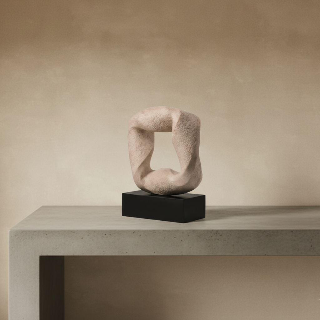Abstract Sculpture - Ceramic Sculpture showcasing modern abstract design on a stylish tabletop.