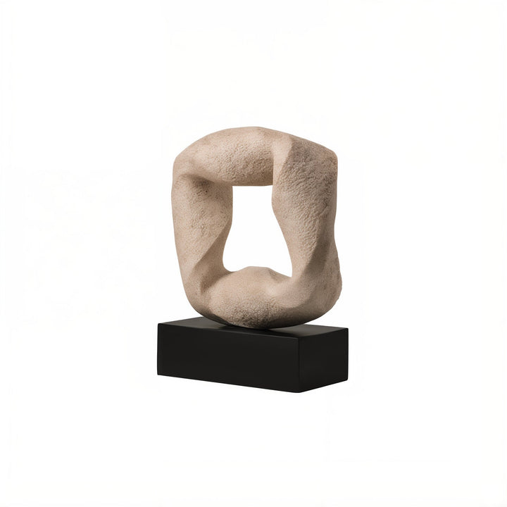 Abstract Sculpture - Ceramic Sculpture showcasing a modern, knotted design on a black base for elegant home decor.