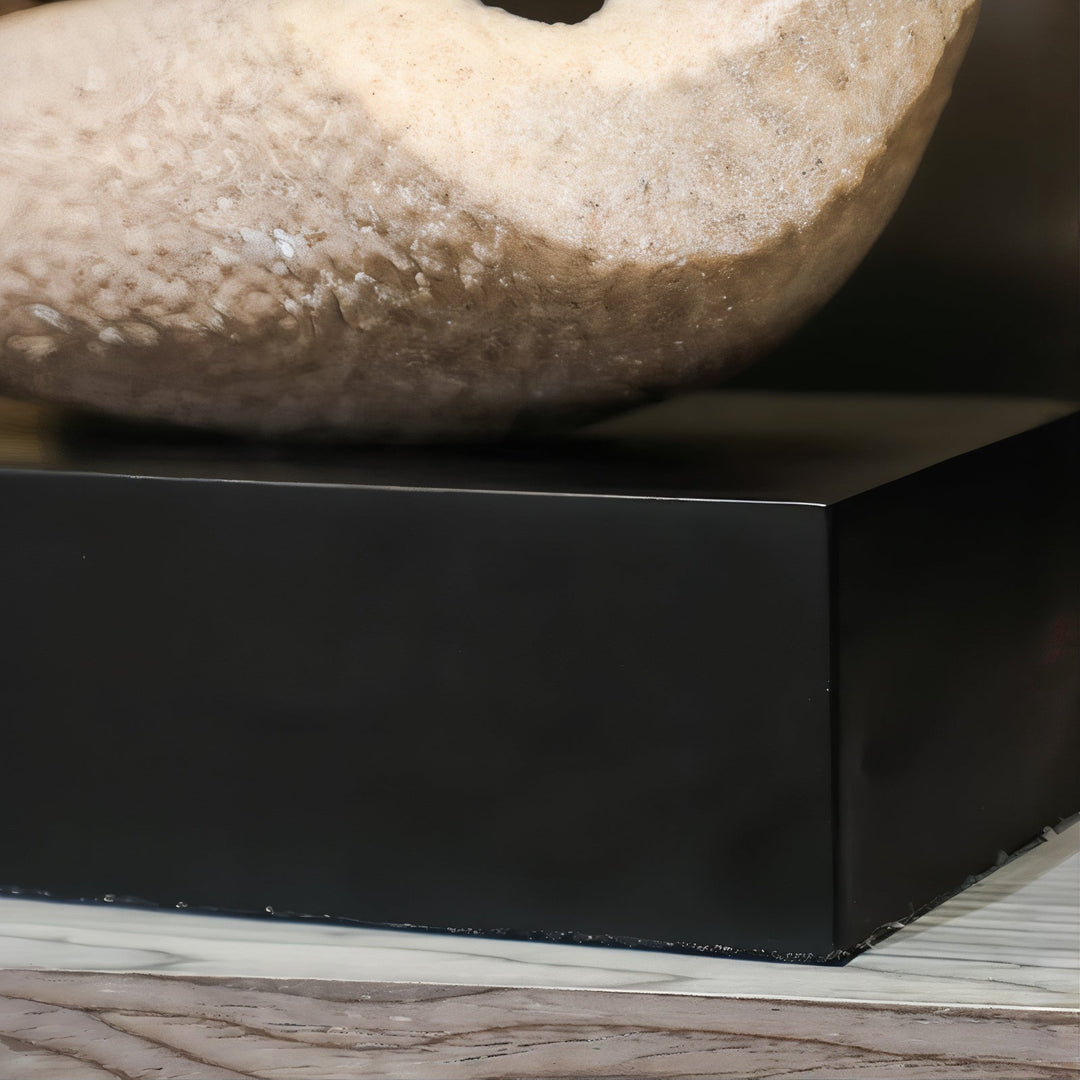 Abstract Sculpture - Ceramic Sculpture showcasing a unique form on a sleek black base.