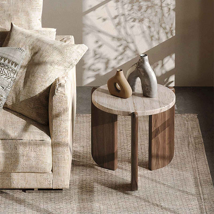 Tables And Coffee Table - Coffee Table Decor Ideas with marble top and wooden legs in a cozy living room setting.