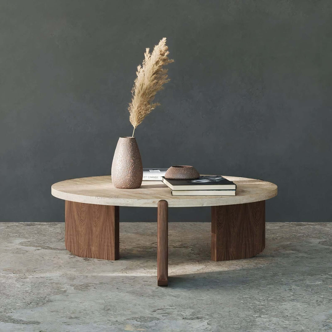 Tables And Coffee Table - Coffee Table Decor Ideas featuring a round wooden table with vase and stylish decor