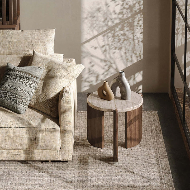 Tables And Coffee Table - Coffee Table Decor Ideas featuring a round wooden coffee table with marble top.