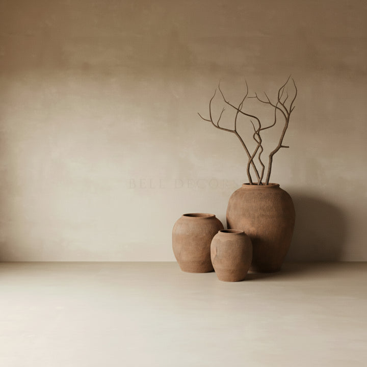 Flower Vases - Ceramic Vase showcasing decorative ceramic vases in earthy tones, perfect for dried floral arrangements.