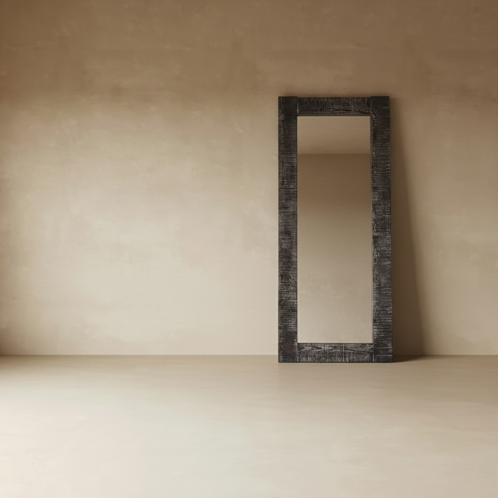 Vanity Mirror - Floor Mirror showcasing a large wall mirror with rustic charm and contemporary design.