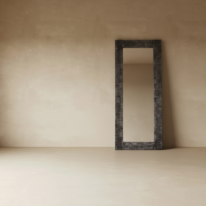 Vanity Mirror - Floor Mirror showcasing a large wall mirror with rustic charm and contemporary design.