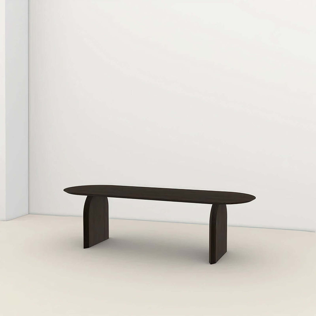 Vintage Wood Dining Table - Dark Wood Dining Table with chic curved legs in rich dark wood.