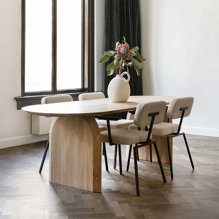 Vintage Wood Dining Table - Dark Wood Dining Table with elegant curved legs and modern design in a refined dining space.