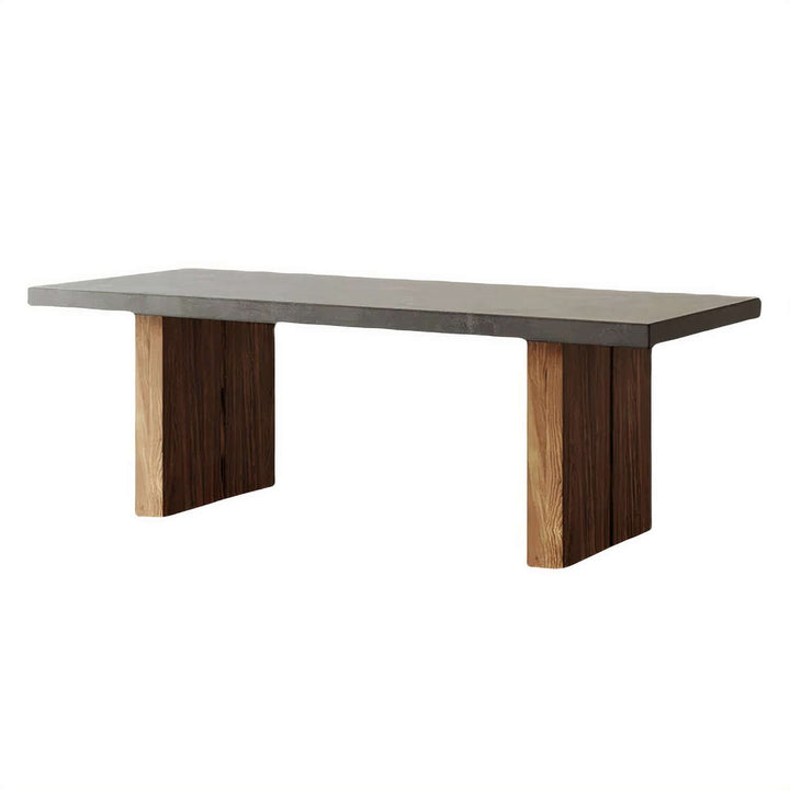 Vintage Wood Dining Table - Luxury & Sophisticated with teak wood and concrete materials, showcasing sleek design and elegance.