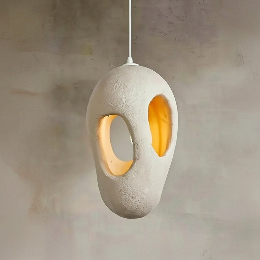 White Pendant Light | Organic Ceiling Lamp — Wabi-Sabi Dining Room