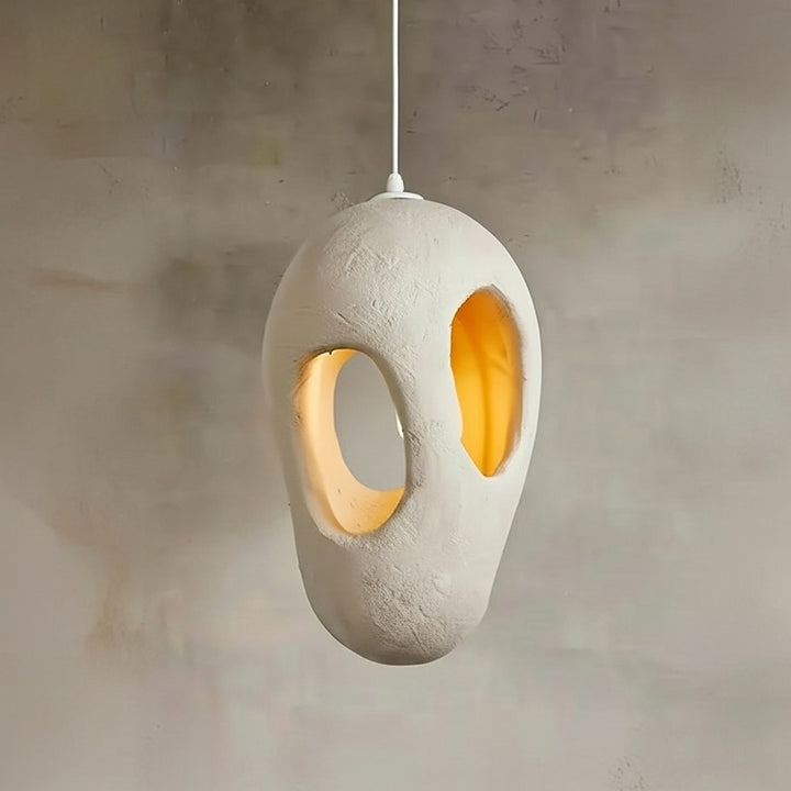 White Pendant Light | Organic Ceiling Lamp — Wabi-Sabi Dining Room