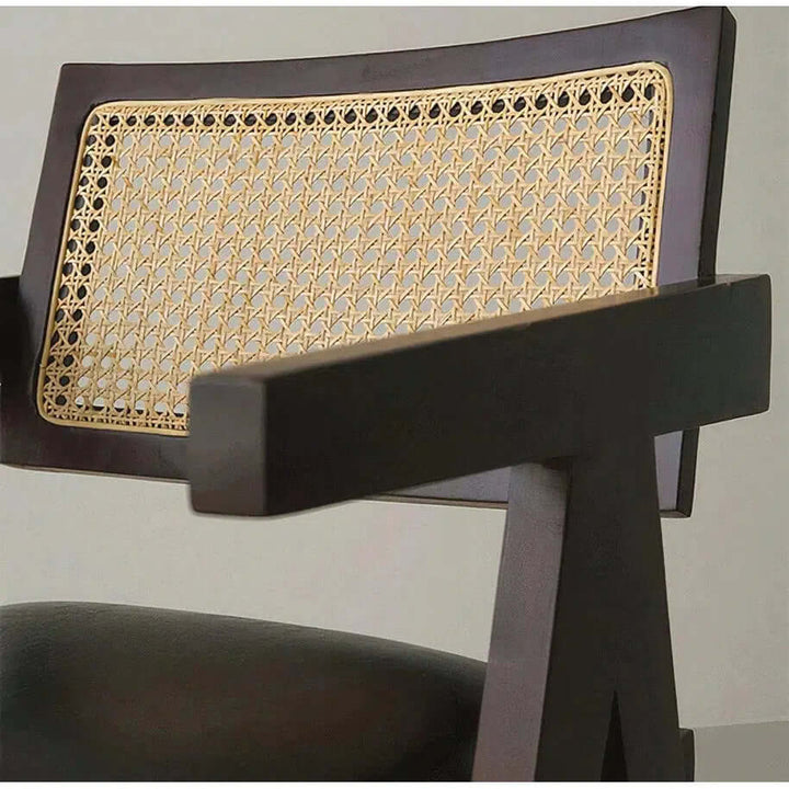 Wood Dining Chair With Cushion - Perfect For Your Home, featuring a stylish rattan backrest.