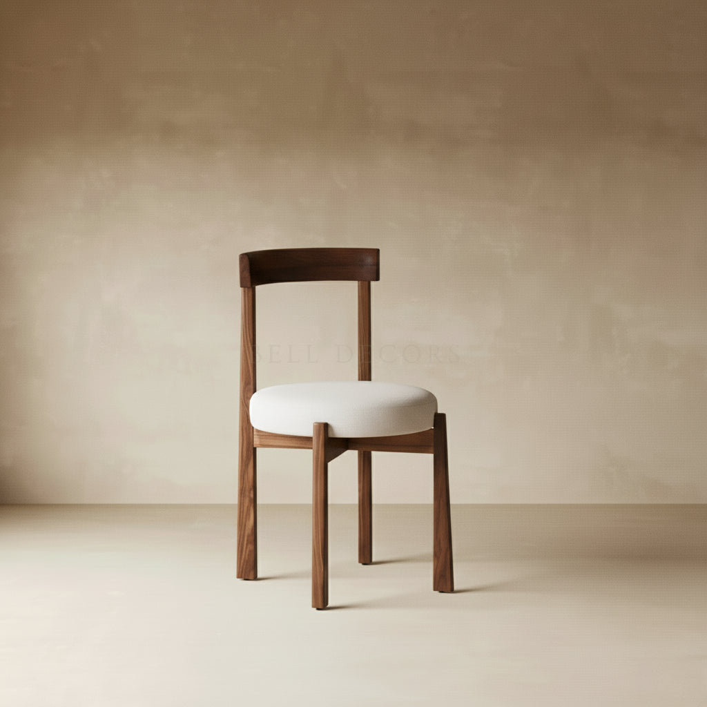 Wood Dining Chair - Natural Beauty with plush velvet cushion and solid ashwood frame.