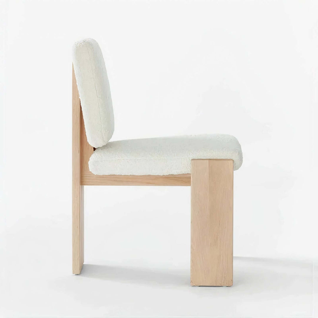 Wood Dining Chair With Cushion - Wooden Dining Chair featuring luxurious boucle fabric and sturdy ashwood frame.
