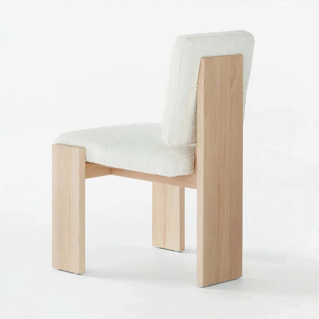 Wood Dining Chair With Cushion - Wooden Dining Chair featuring luxurious boucle upholstery and a sturdy ashwood frame.