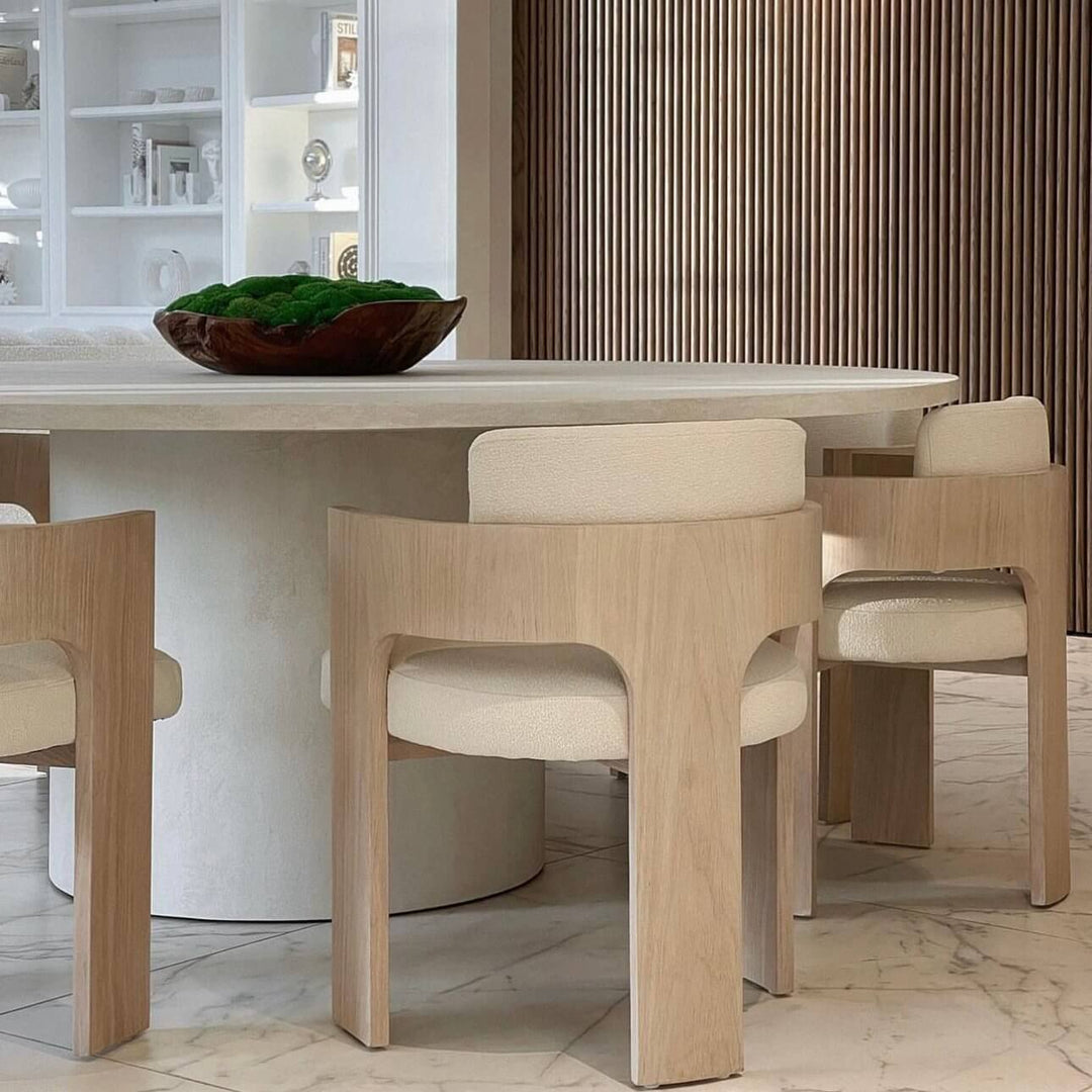 Wood Dining Chair With Cushion - Contemporary Yet Minimalistic elegantly designed around a modern dining table.