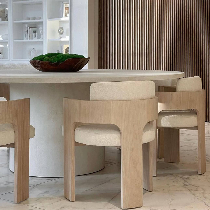Wood Dining Chair With Cushion - Contemporary Yet Minimalistic elegantly designed around a modern dining table.