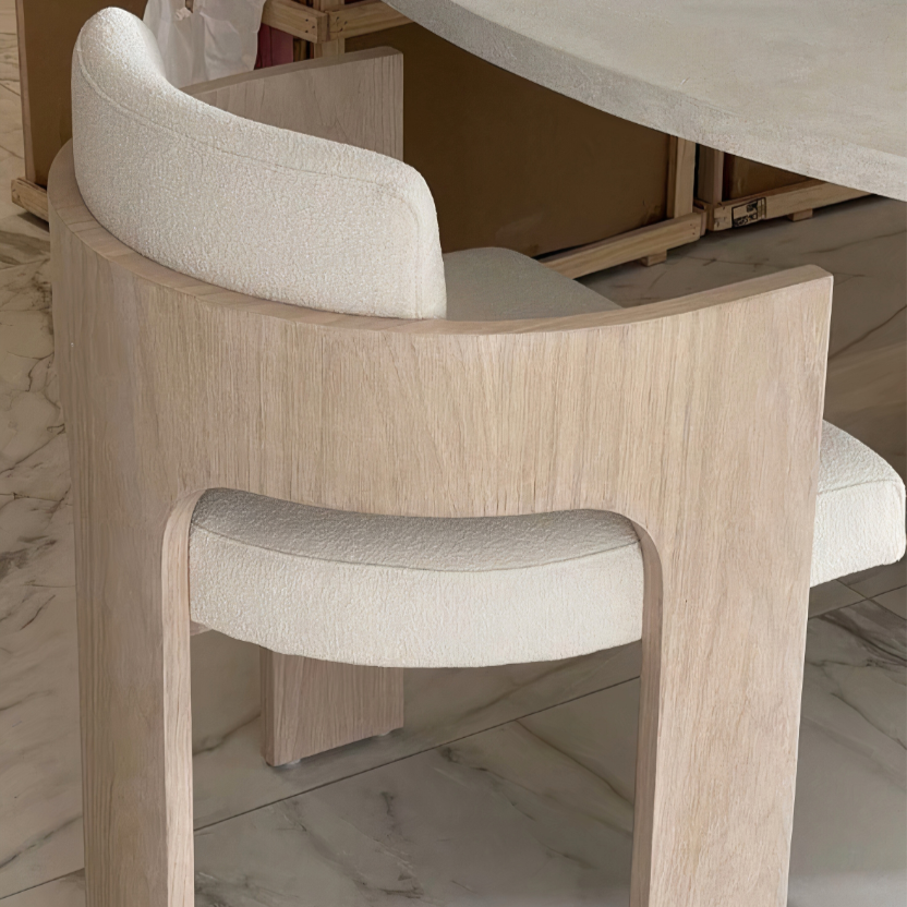Wood Dining Chair With Cushion - Contemporary Yet Minimalistic showcasing a minimal design with soft shearling upholstery.