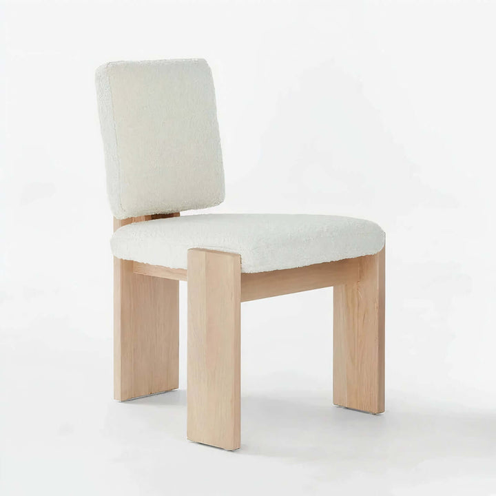 Wood Dining Chair With Cushion - Wooden Dining Chair featuring boucle upholstery and sturdy ashwood frame.