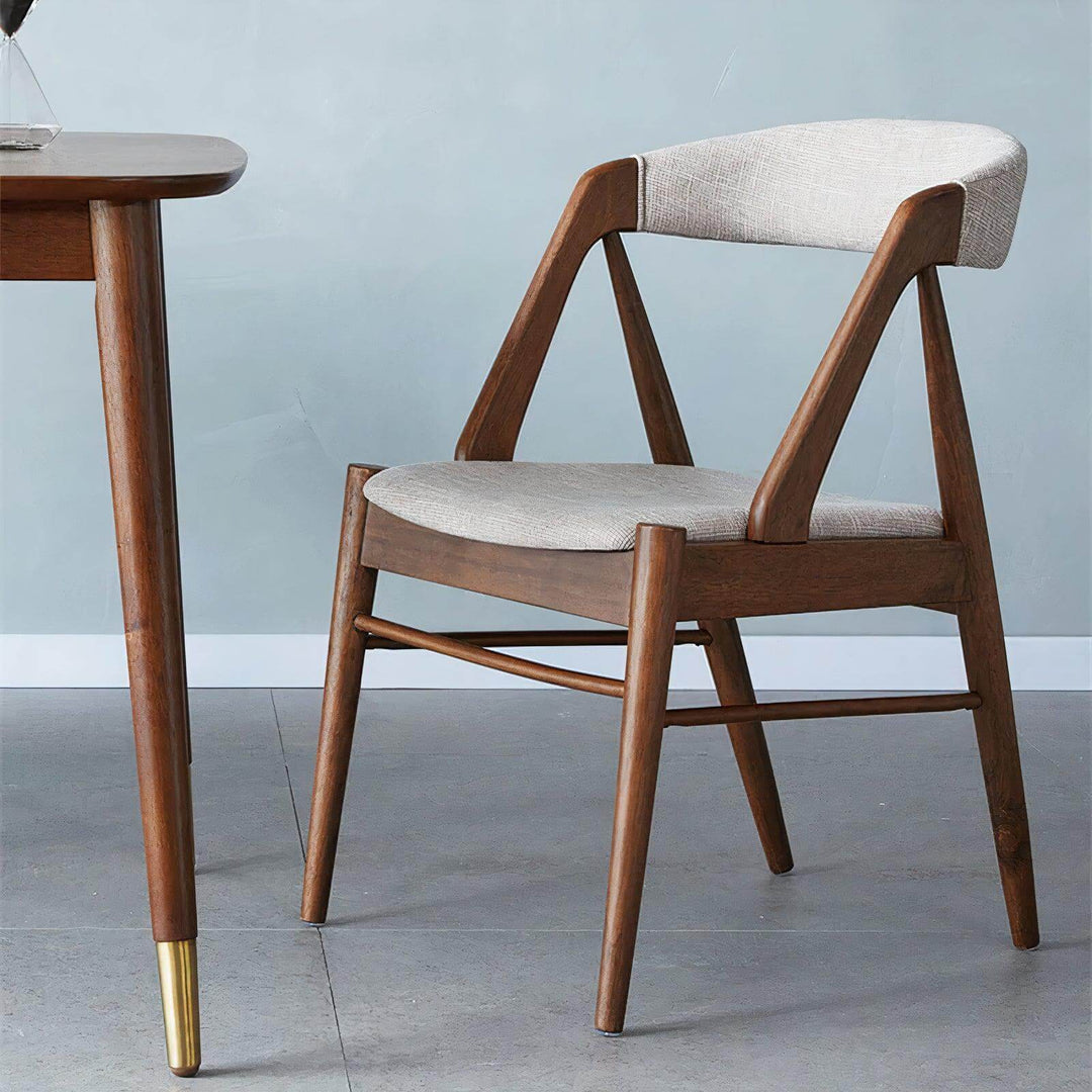 Wood Dining Chair With Cushion - For Your Dining Room, modern design with oak structure and cushioned seating.