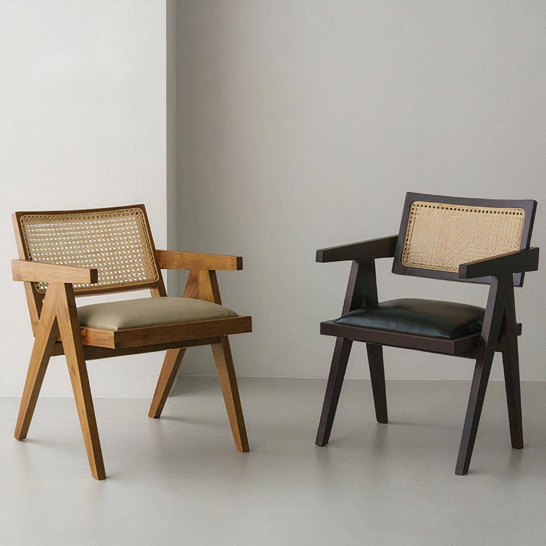 Wood Dining Chair With Cushion - Perfect For Your Home featuring two styles, a wood tone and a black tone.