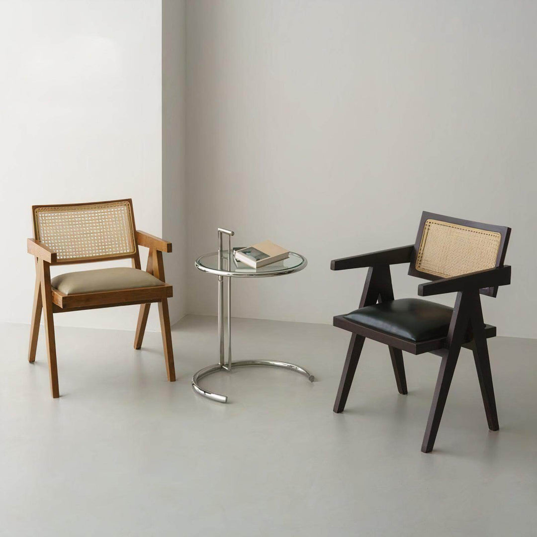 Wood Dining Chair With Cushion - Perfect For Your Home featuring vintage-style chairs and a modern glass table.