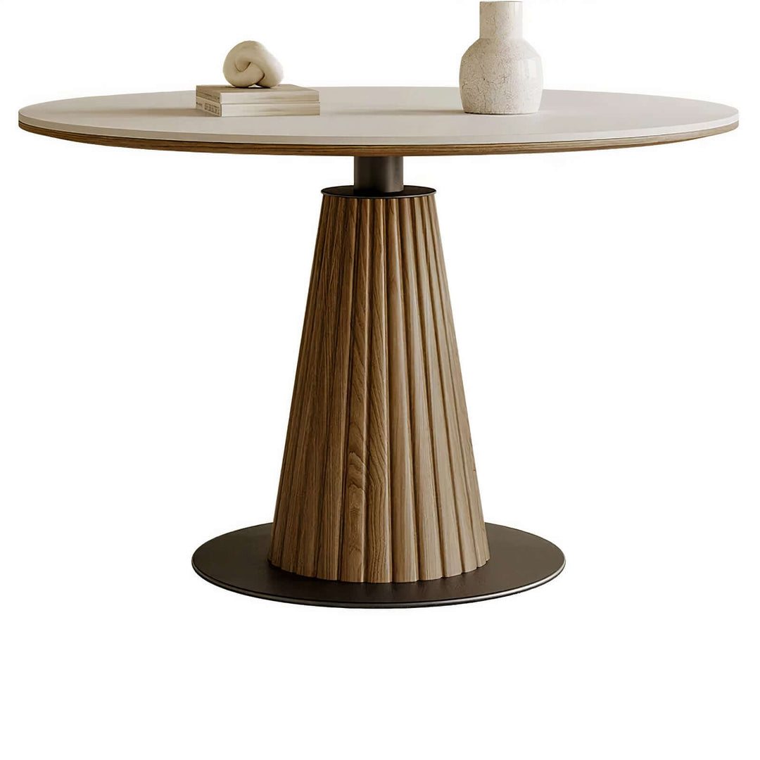 Dining And Table - Wood Dining Table featuring a round top with a wood base, ideal for modern dining spaces.