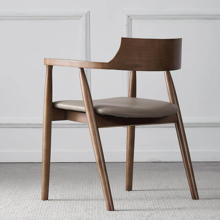 Wood And Leather Chair - For Your Dining Room with a wood base and leather seat, ideal for dining or as an accent piece.