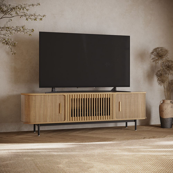 Wood TV Stand | Media Console Cabinet — Mid-Century Living Room