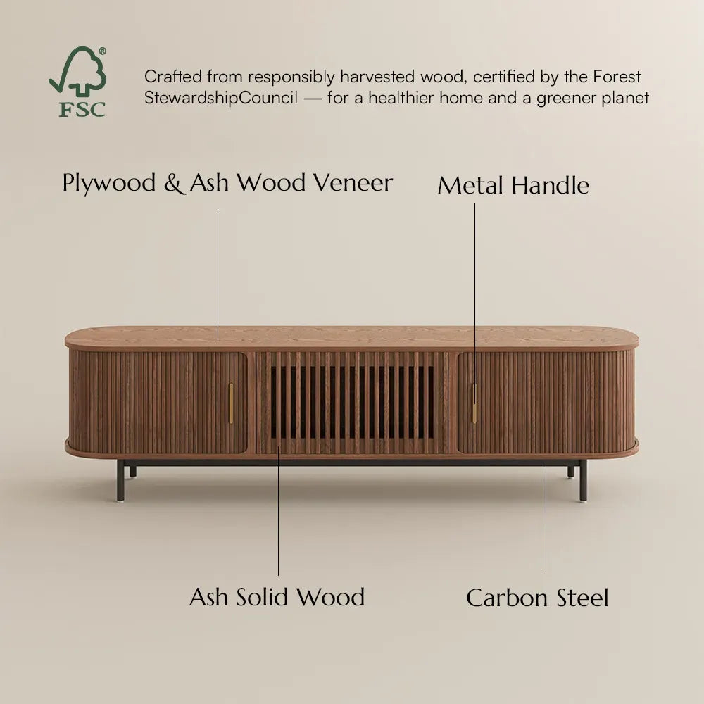 Wood TV Stand | Media Console Cabinet — Mid-Century Living Room