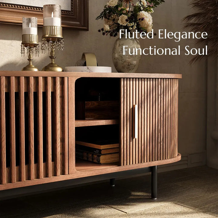 Wood TV Stand | Media Console Cabinet — Mid-Century Living Room